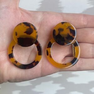 Tortoise Hoop Dangle Earrings Womens Jewelry 90s Y2K Statement Acrylic Brown NEW